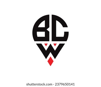 BCW letter location shape logo design. BCW letter location logo simple design.