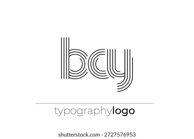 BCY modern geometric typography logo. Modern and stylish composition featuring a monochromatic typography logo illustration designed with intricate lines.