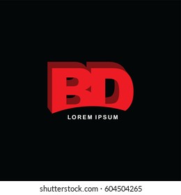 bd alphabet letter logo brand template logotype - below round under cut