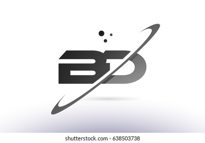 bd b d alphabet letter logo black white grey swoosh creative text dots company vector icon design template