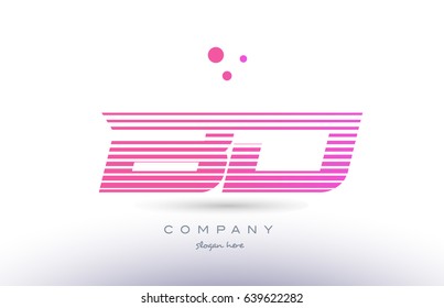 bd b d alphabet letter logo pink purple stripes lines creative text dots company vector icon design template
