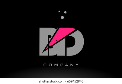 bd b d alphabet letter logo pink grey black creative company vector icon design template