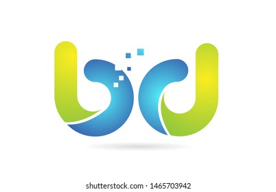 bd b d blue green alphabet combination letter logo design suitable for a company or business