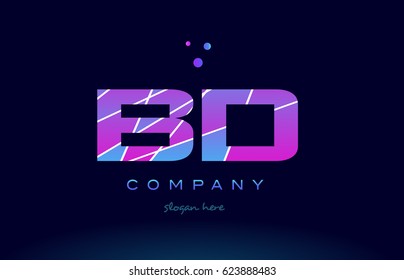 bd b d  creative color blue background pink purple magenta alphabet letter company logo vector icon