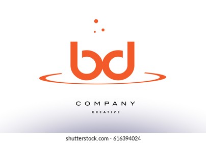 BD B D creative orange swoosh dots alphabet company letter logo design vector icon template