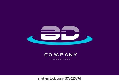 bd b d cyan magenta blue letter combination alphabet vector company logo icon sign design template 