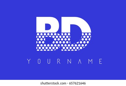 BD B D Dotted Pattern Letter Logo Design Vector with Blue Background.