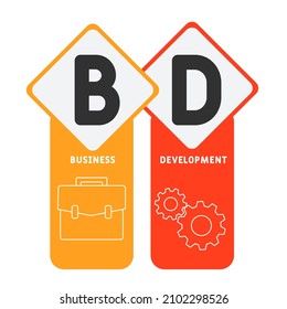 BD - Business Development acronym. business concept background.  vector illustration concept with keywords and icons. lettering illustration with icons for web banner, flyer, landing pag