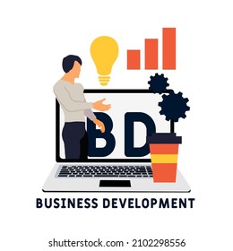 BD - Business Development acronym. business concept background.  vector illustration concept with keywords and icons. lettering illustration with icons for web banner, flyer, landing pag