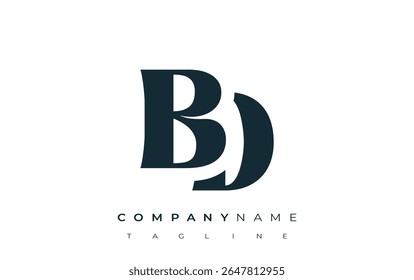 BD Creative Abstract Typography Logo Design. Elegant logo combining bold typography and creative shapes, ideal for branding and identity solutions.