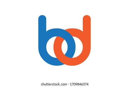 bd or db and b, d Lowercase Letter Initial Logo Design, Vector Template