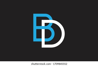 BD or DB and B, D Uppercase Letter Initial Logo Design, Vector Template
