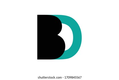BD oder DB und B, D Uppercase Letter Initial Logo Design, Vektorillustration Vorlage
