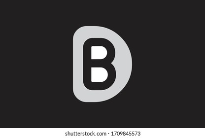 BD or DB and B, D Uppercase Letter Initial Logo Design, Vector Template