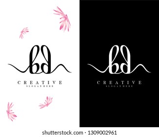 bd, db Letter creative handwriting logo letter vector 