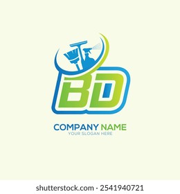Logotipo del Vector de limpieza local de letras BD o DB. Vector del logotipo del servicio de limpieza