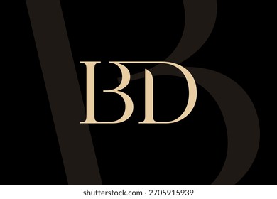 Diseño de icono de logotipo de letra BD o DB. Monograma de las iniciales de lujo de estilo clásico.