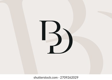 Diseño de icono de logotipo de letra BD o DB. Monograma de las iniciales de lujo de estilo clásico.