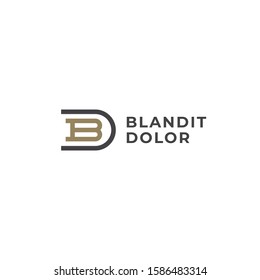 BD or DB. Monogram of Two letters B&D or D&B. Luxury, simple, minimal and elegant BD, DB logo design. Vector illustration template.