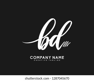 BD Initial Handwriting Logo Template Vector