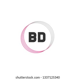 BD  Initial Handwriting logo template vector