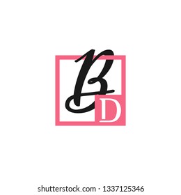 BD  Initial Handwriting logo template vector