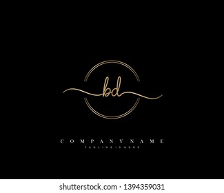 BD initial handwriting logo template vector