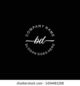 BD Initial handwriting logo template vector