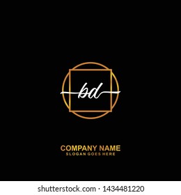 BD Initial handwriting logo template vector