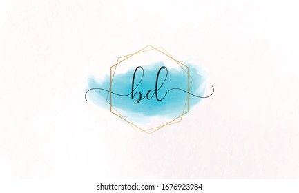 BD Initial handwriting logo template vector
