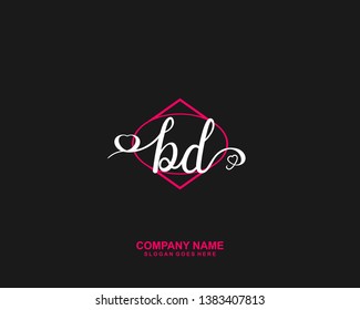 BD Initial handwriting logo vector