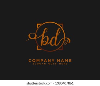 BD Initial handwriting logo vector