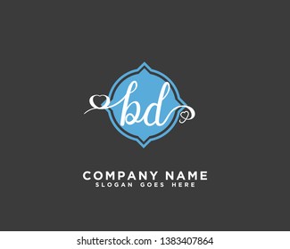 BD Initial handwriting logo vector
