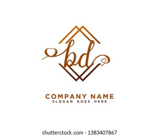 BD Initial handwriting logo vector