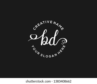 BD Initial handwriting logo vector