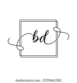 BD Initial handwriting minimalist logo Design