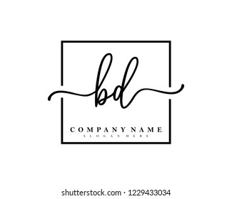 BD Initial handwriting square minimalist logo vector
