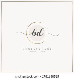 BD Initial Letter Handschrift Logo handgezeichnet Vorlage Vektorgrafik, Logo für Schönheit, Kosmetik, Hochzeit, Mode und Business und andere