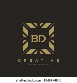 BD initial letter luxury ornament monogram logo template vector.