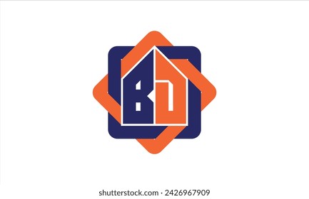 BD carta inicial constructores inmobiliarios logo diseño vectorial. construcción, vivienda, rotulador, propiedad, edificio, apartamento, piso, compartimento, negocio, corporativo, alquiler de casa, alquiler, comercial