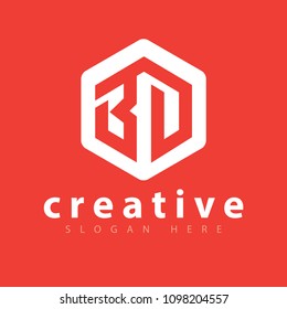 BD Initial letters linked with hexagon shape simple modern logo
