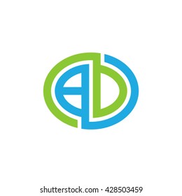 BD initial letters looping linked ellipse logo blue green