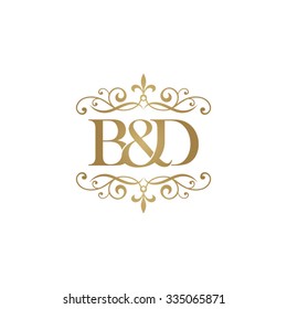 B&D Initial logo. Ornament ampersand monogram logo gold