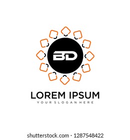BD initial logo template vector