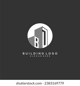 BD initial monogram building logo for real estate with creative circle style design
