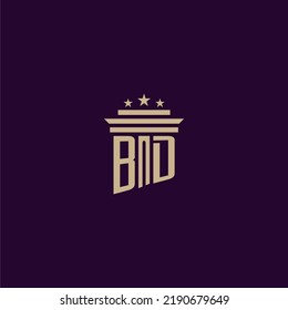 BD initial monogram logo design for lawfirm lawyers with pillar vector image