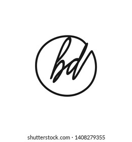 BD initial signature logo. handwriting logo template vector,
