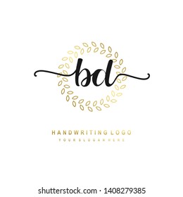 BD initial signature logo. handwriting logo template vector,