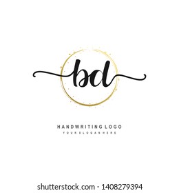 BD initial signature logo. handwriting logo template vector,