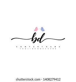 BD initial signature logo. handwriting logo template vector,